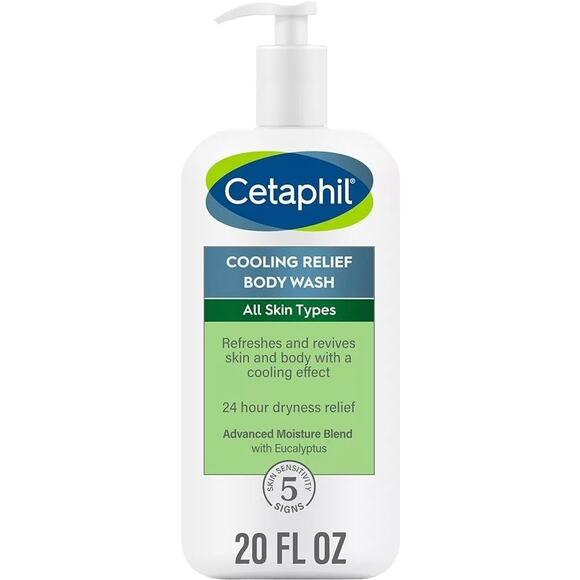 Cetaphil Cooling Relief Body Wash 20oz Sensitive Skin Sunburn Dryness New - Picture 1 of 6